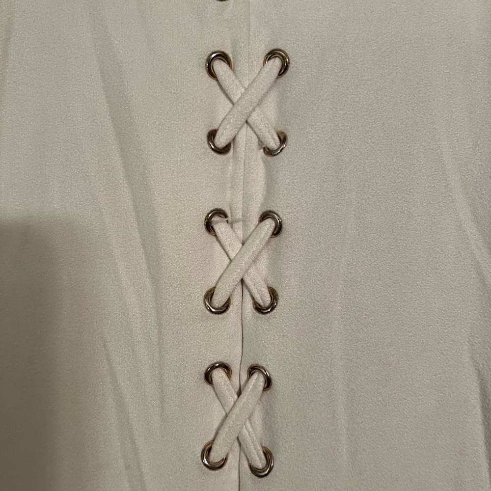 House of CB London Ivory Faux Suede Bodycon Lace-Up Mini Dress EUC S #2485 - Picture 8 of 10